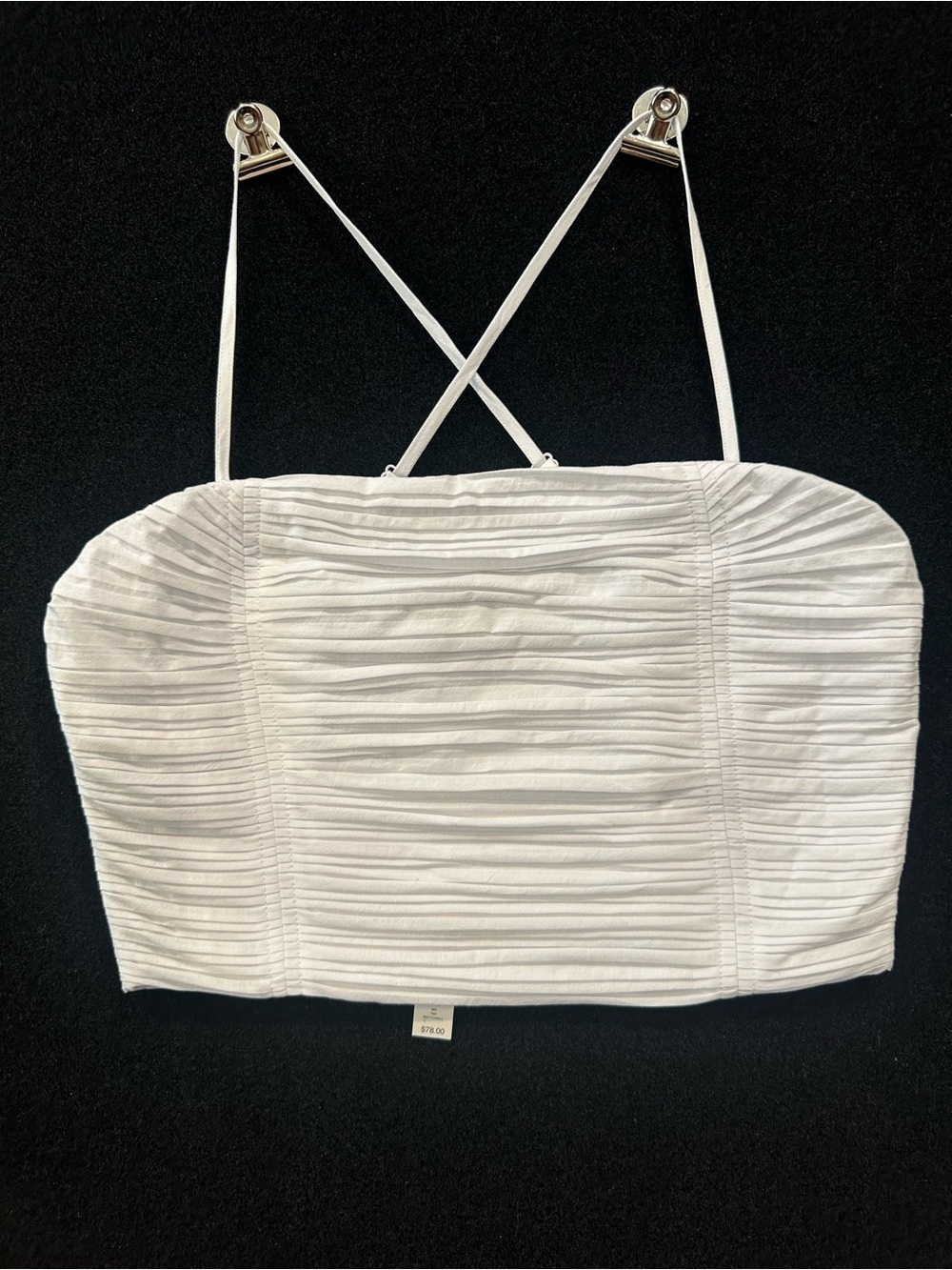 Madewell White Ruched Crop Camisole with Cross Back Straps
